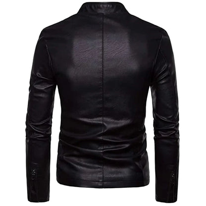 MEN'S SLIM FIT BLACK LEATHER BIKER JACKET