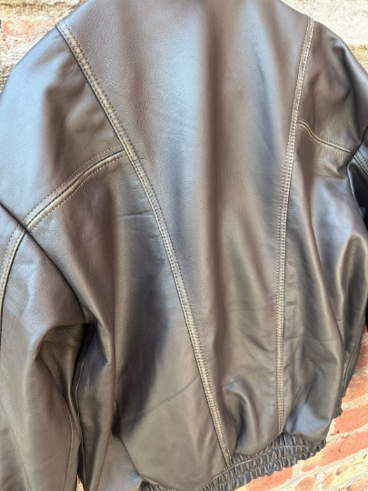 Women's Handmade Oversize Real Leather Vintage Brown Bomber Jacket Inactive