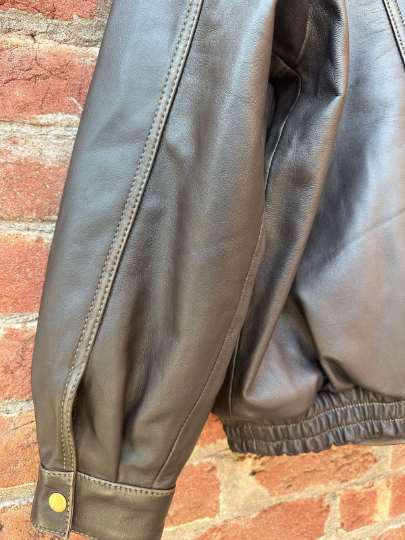 Women's Handmade Oversize Real Leather Vintage Brown Bomber Jacket Inactive