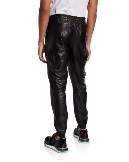 Men's Cargo Genuine Leather Trouser Pants Sheep Leather Light Weight Durable