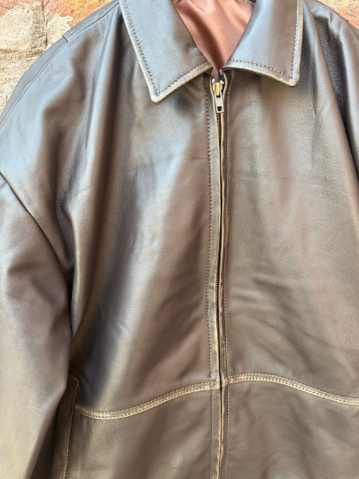 Women's Handmade Oversize Real Leather Vintage Brown Bomber Jacket Inactive