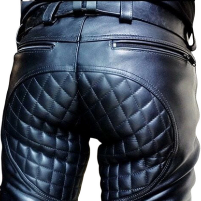 Men's Real Sheep Leather Party Pants Slim Fit Real Leather Black Pants