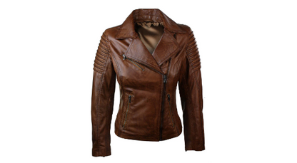 Women's Distressed Vintage Brown Fashion Genuine Sheep Soft Leather Waxed Jacket