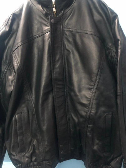 Women's Handmade Oversize Real Leather Black Bomber Jacket