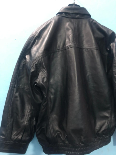 Women's Handmade Oversize Real Leather Black Bomber Jacket