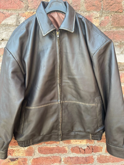 Women's Handmade Oversize Real Leather Vintage Brown Bomber Jacket Inactive