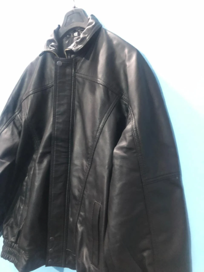 Women's Handmade Oversize Real Leather Black Bomber Jacket