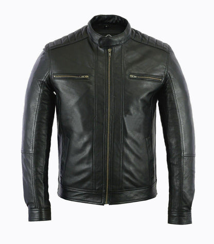 MEN'S FASHION REAL LEATHER LAMBSKIN LEATHER BIKER STYLE MOTORCYCLE JACKET