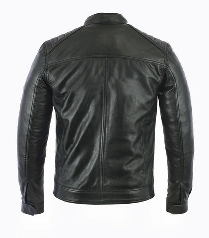 MEN'S FASHION REAL LEATHER LAMBSKIN LEATHER BIKER STYLE MOTORCYCLE JACKET