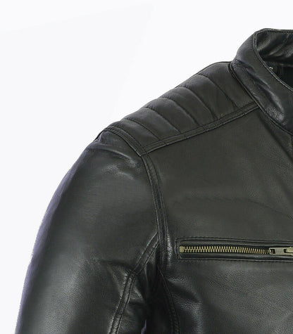 MEN'S FASHION REAL LEATHER LAMBSKIN LEATHER BIKER STYLE MOTORCYCLE JACKET