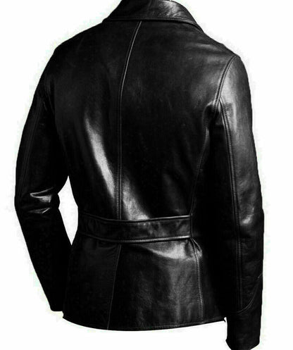 BLAZER COAT BIKER BLACK MOTORCYCLE BOMBER MEN'S VINTAGE TOP REAL LEATHER JACKET