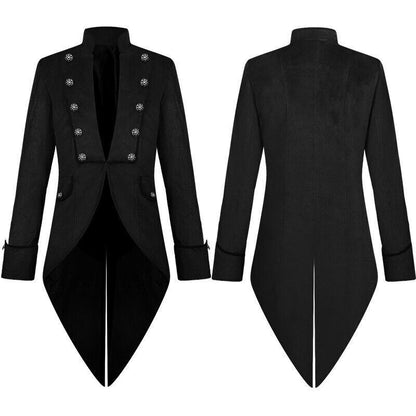 MEN'S STEAMPUNK VINTAGE BLUE TAILCOAT GOTHIC JACKET VELVET VICTORIAN FROCK COAT