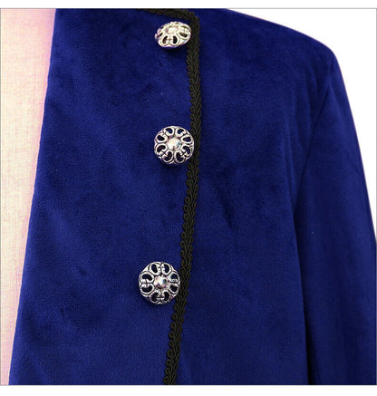 MEN'S STEAMPUNK VINTAGE BLUE TAILCOAT GOTHIC JACKET VELVET VICTORIAN FROCK COAT