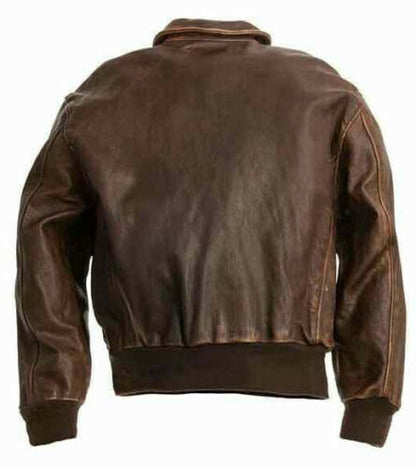 AVIATOR A-2 REAL COWHIDE DISTRESSED LEATHER BOMBER FLIGHT JACKET VINTAGE BROWN